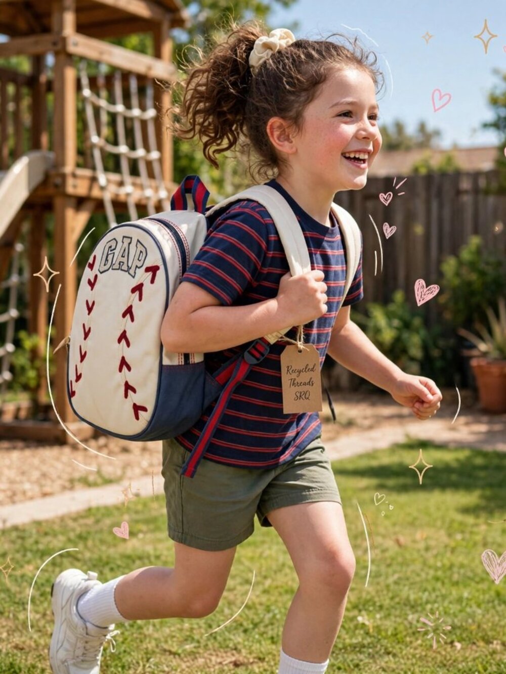 GAP Kids Baseball Backpack - Cream and Red